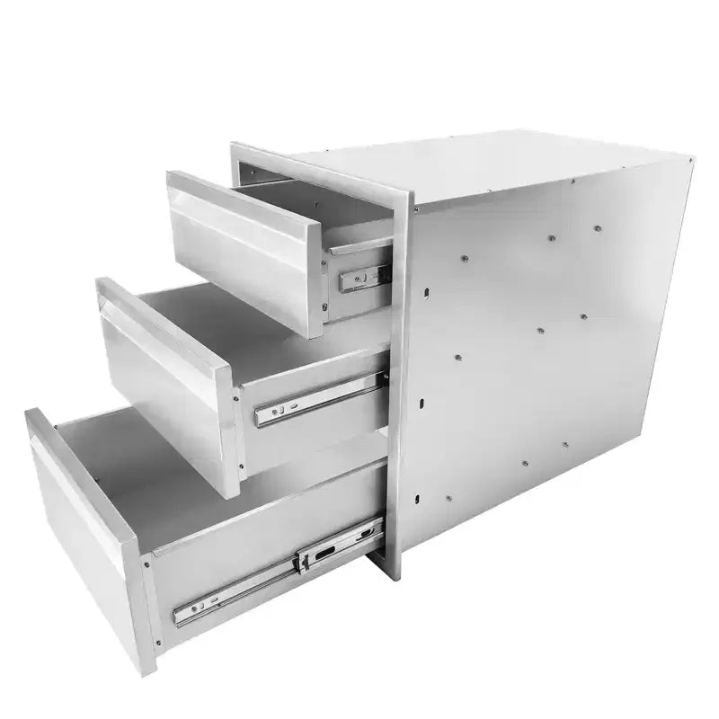 COZONY 16x23x21 Outdoor Kitchen Drawer, Triple-Layer Stainless Steel, Flush Mount, Silver