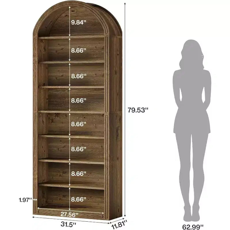 Lantine Shoe Storage Cabinet, 8-Tier Tall Shoe Organizer Cabinet, Large Wooden Freestanding Shoe Rack for Closet Entryway (Brown)