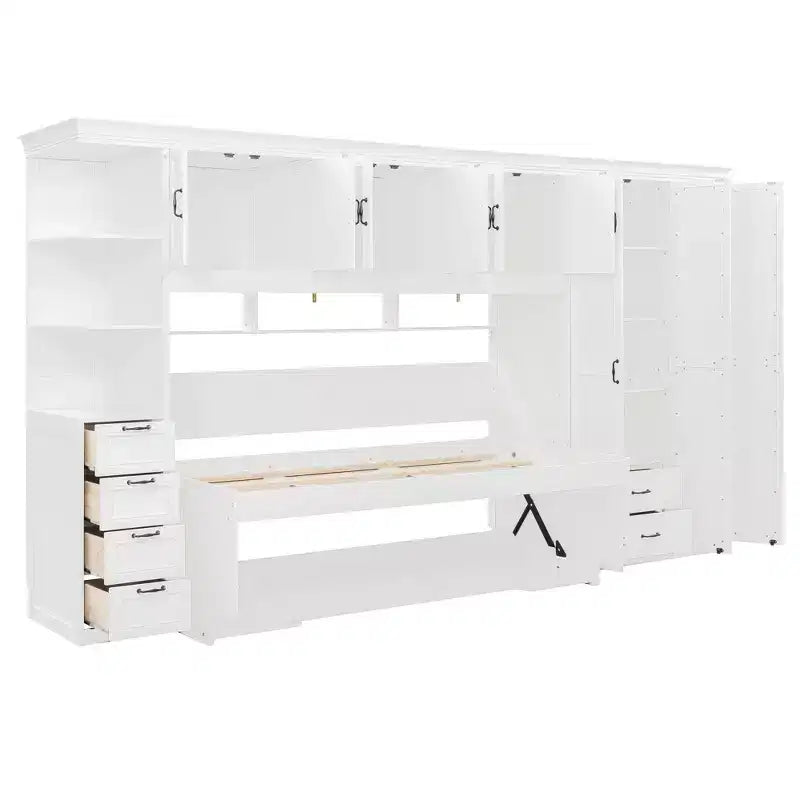 GDF Studio Lawson Twin Size Murphy Bed Wall Bed with Wardrobe, Cabinet and Desk
