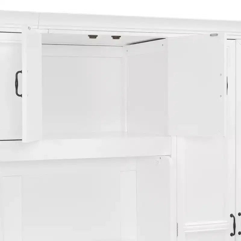 GDF Studio Lawson Twin Size Murphy Bed Wall Bed with Wardrobe, Cabinet and Desk