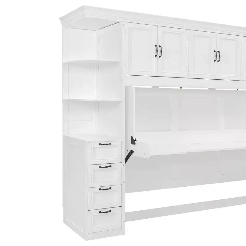 GDF Studio Lawson Twin Size Murphy Bed Wall Bed with Wardrobe, Cabinet and Desk