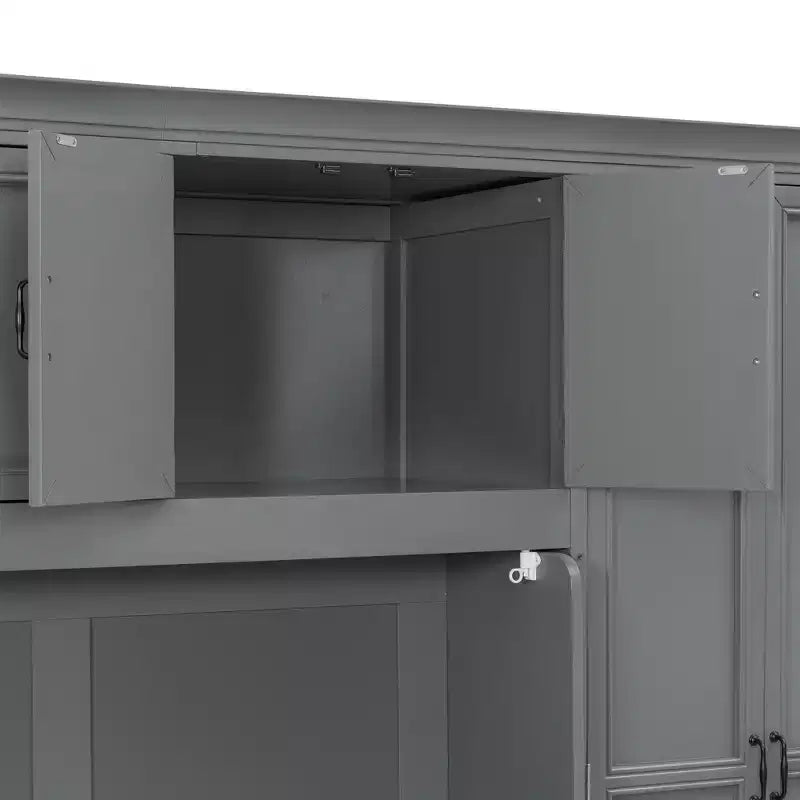 GDF Studio Lawson Twin Size Murphy Bed Wall Bed with Wardrobe, Cabinet and Desk