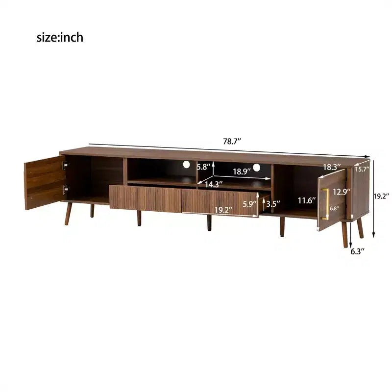 GDFStudio Saoirse 78 Modern Wood TV Entertainment Center with Soft-Close Doors, Open Shelf