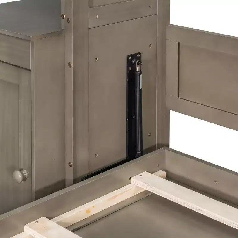 GDF Studio Leonard Murphy Bed with Desk, Storage Shelves and Cabinets, Lights