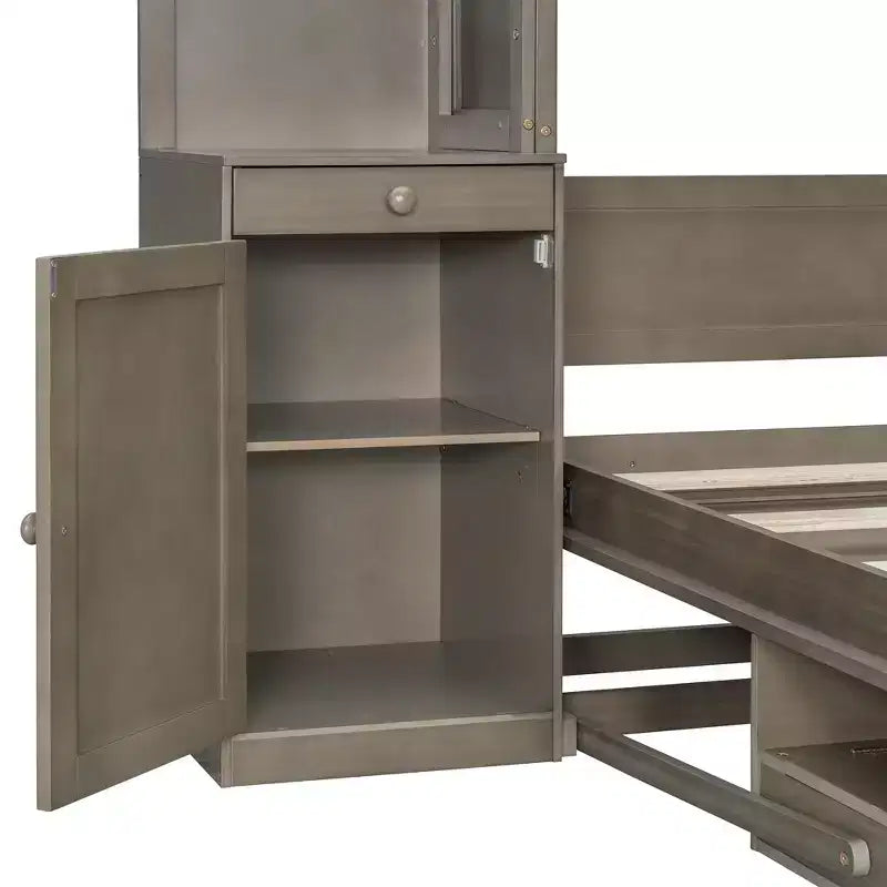 GDF Studio Leonard Murphy Bed with Desk, Storage Shelves and Cabinets, Lights
