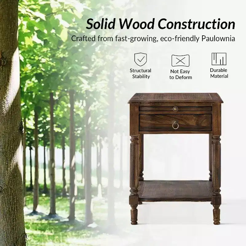 Alex 26 Tall 1 Drawer End Table with Built-in Charging Station|HULALA HOME
