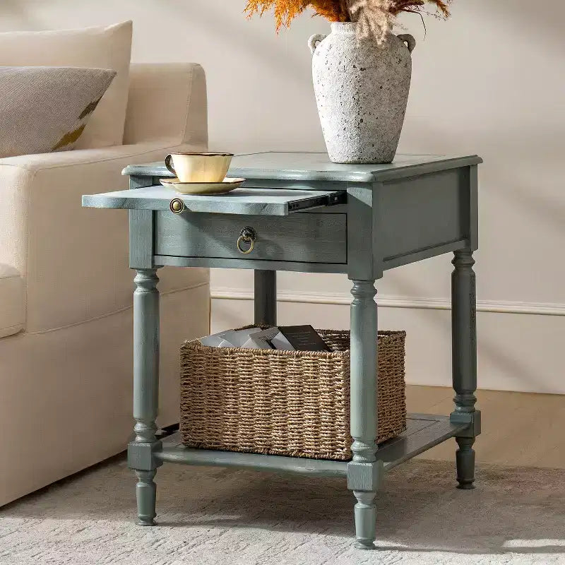 Alex 26 Tall 1 Drawer End Table with Built-in Charging Station|HULALA HOME