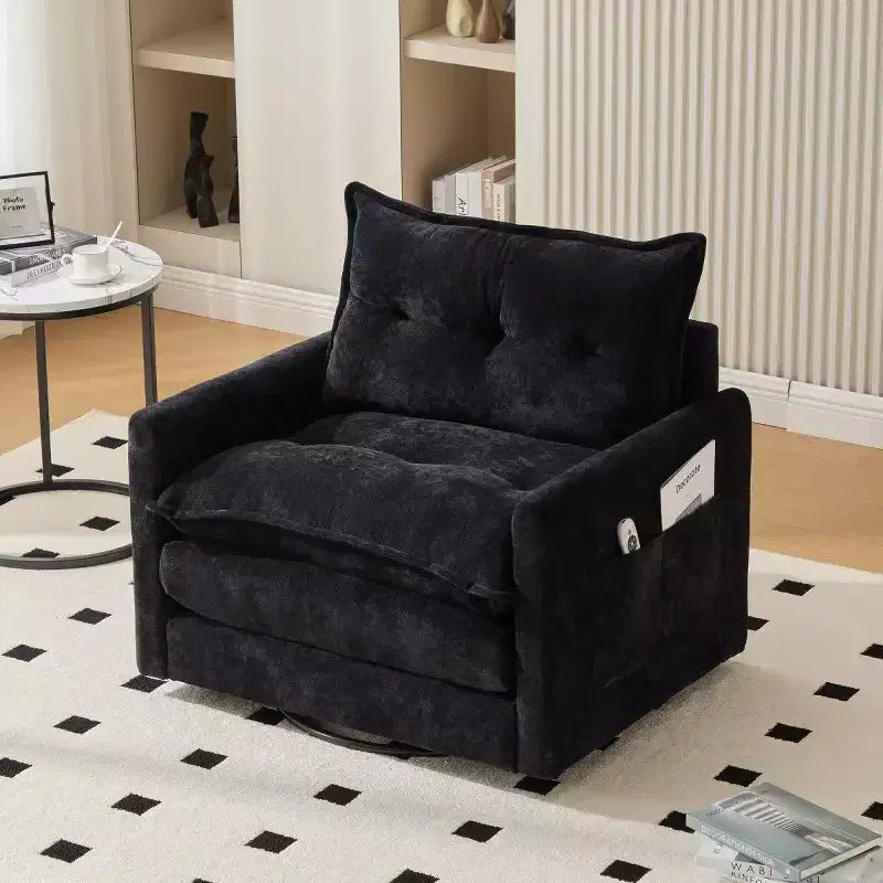 Modern Swivel Accent Chair with Cushioned Seat, Chenille Single Sofa Chair, 360 Rotating Barrel Chair for Living Room or Apartment-Panipeachy