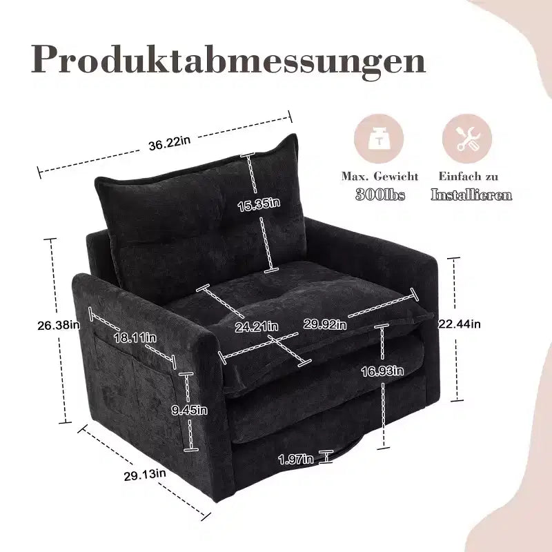 Modern Swivel Accent Chair with Cushioned Seat, Chenille Single Sofa Chair, 360 Rotating Barrel Chair for Living Room or Apartment-Panipeachy