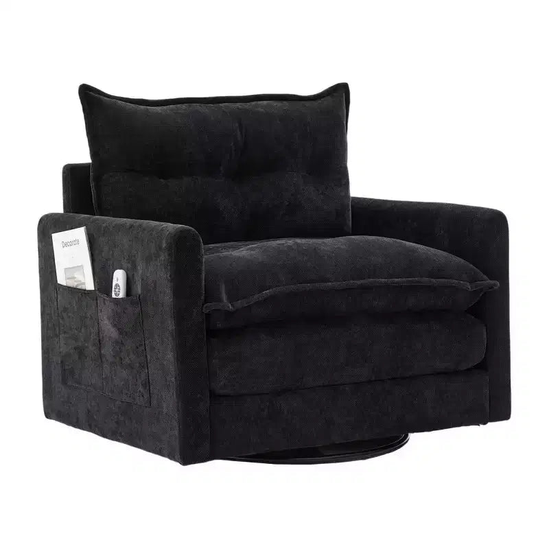 Modern Swivel Accent Chair with Cushioned Seat, Chenille Single Sofa Chair, 360 Rotating Barrel Chair for Living Room or Apartment-Panipeachy
