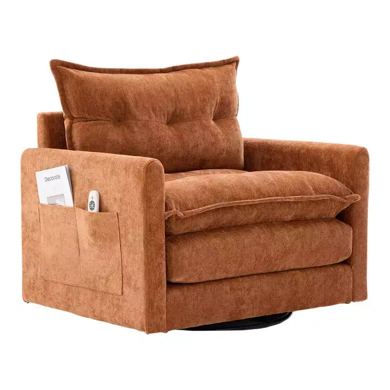 Modern Swivel Accent Chair with Cushioned Seat, Chenille Single Sofa Chair, 360 Rotating Barrel Chair for Living Room or Apartment-Panipeachy