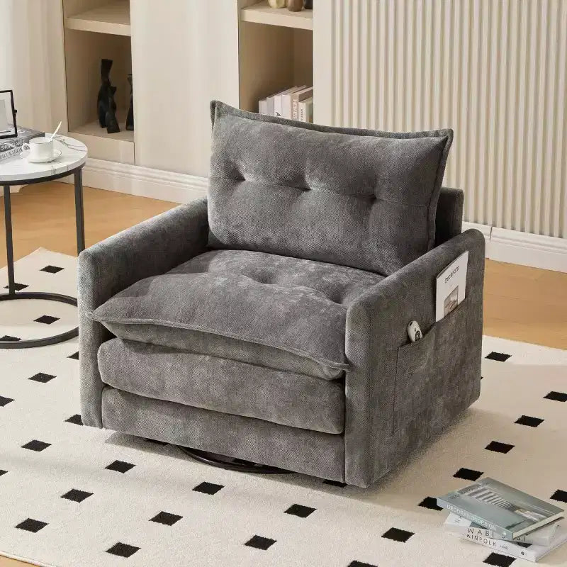 Modern Swivel Accent Chair with Cushioned Seat, Chenille Single Sofa Chair, 360 Rotating Barrel Chair for Living Room or Apartment-Panipeachy