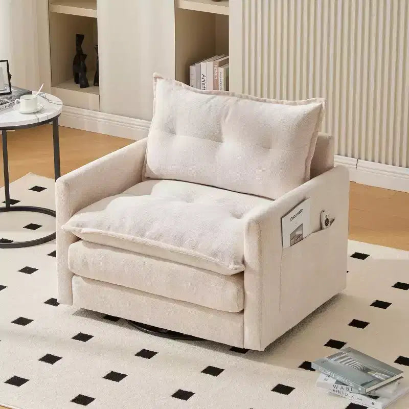 Modern Swivel Accent Chair with Cushioned Seat, Chenille Single Sofa Chair, 360 Rotating Barrel Chair for Living Room or Apartment-Panipeachy