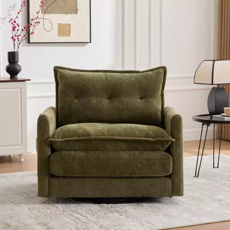 Modern Swivel Accent Chair with Cushioned Seat, Chenille Single Sofa Chair, 360 Rotating Barrel Chair for Living Room or Apartment-Panipeachy