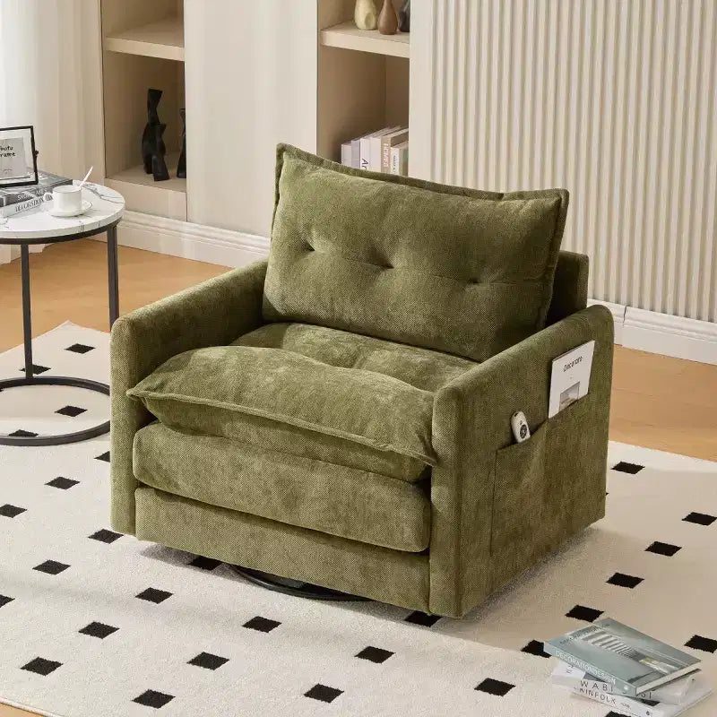 Modern Swivel Accent Chair with Cushioned Seat, Chenille Single Sofa Chair, 360 Rotating Barrel Chair for Living Room or Apartment-Panipeachy