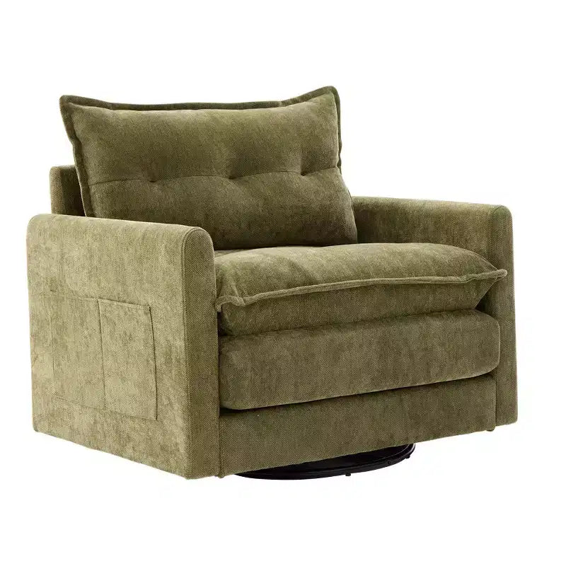 Modern Swivel Accent Chair with Cushioned Seat, Chenille Single Sofa Chair, 360 Rotating Barrel Chair for Living Room or Apartment-Panipeachy