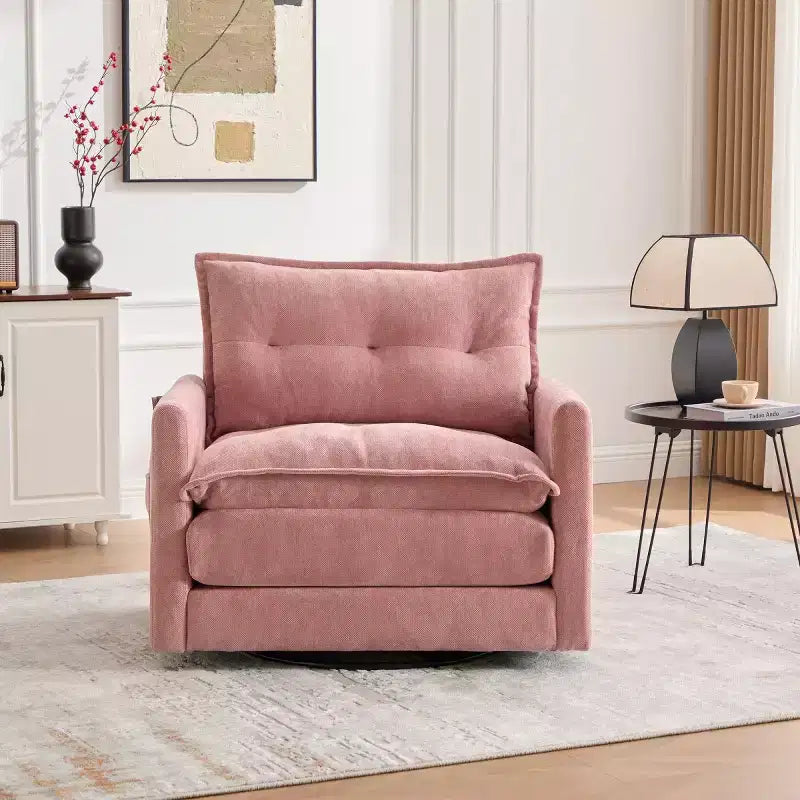 Modern Swivel Accent Chair with Cushioned Seat, Chenille Single Sofa Chair, 360 Rotating Barrel Chair for Living Room or Apartment-Panipeachy
