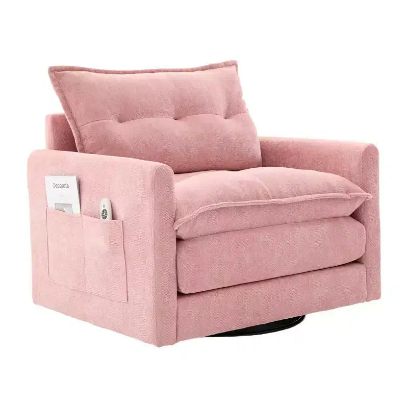 Modern Swivel Accent Chair with Cushioned Seat, Chenille Single Sofa Chair, 360 Rotating Barrel Chair for Living Room or Apartment-Panipeachy
