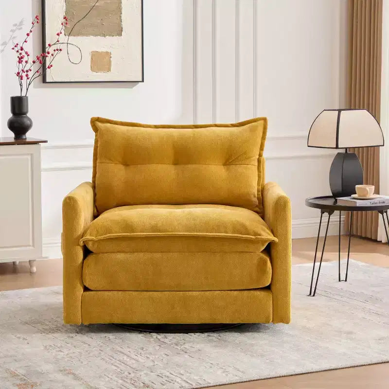 Modern Swivel Accent Chair with Cushioned Seat, Chenille Single Sofa Chair, 360 Rotating Barrel Chair for Living Room or Apartment-Panipeachy