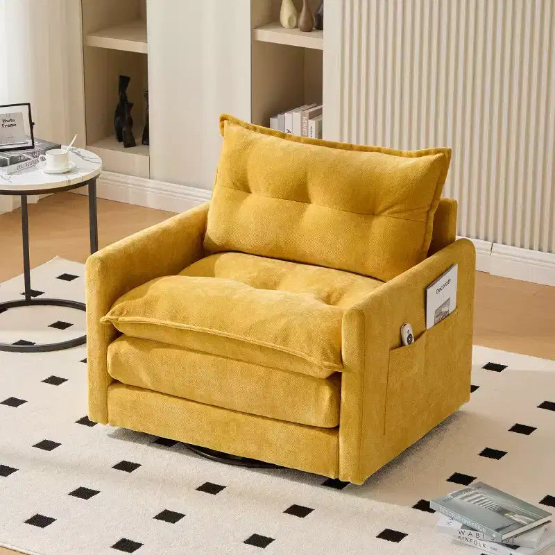 Modern Swivel Accent Chair with Cushioned Seat, Chenille Single Sofa Chair, 360 Rotating Barrel Chair for Living Room or Apartment-Panipeachy