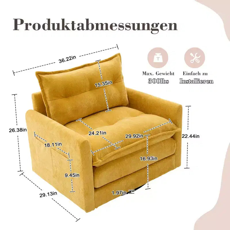 Modern Swivel Accent Chair with Cushioned Seat, Chenille Single Sofa Chair, 360 Rotating Barrel Chair for Living Room or Apartment-Panipeachy