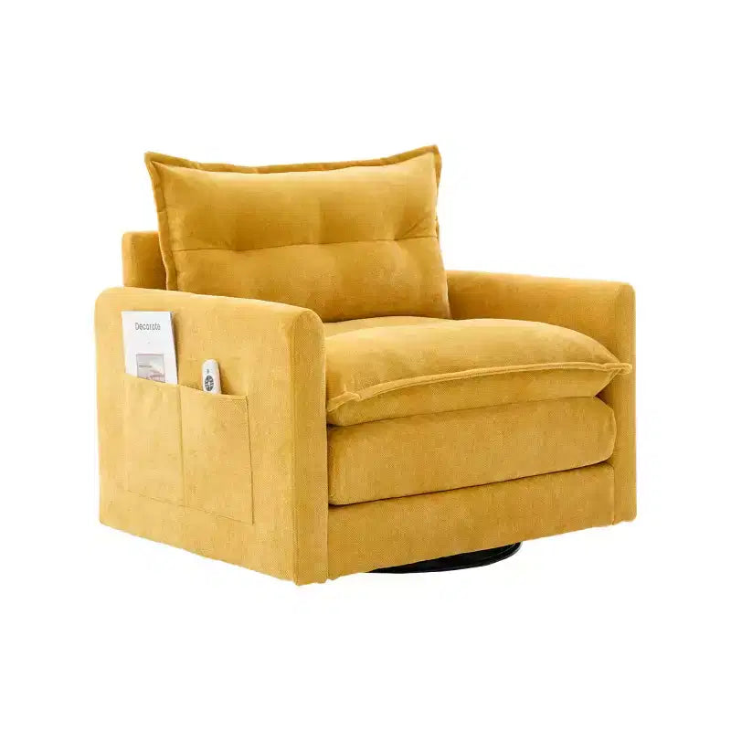 Modern Swivel Accent Chair with Cushioned Seat, Chenille Single Sofa Chair, 360 Rotating Barrel Chair for Living Room or Apartment-Panipeachy