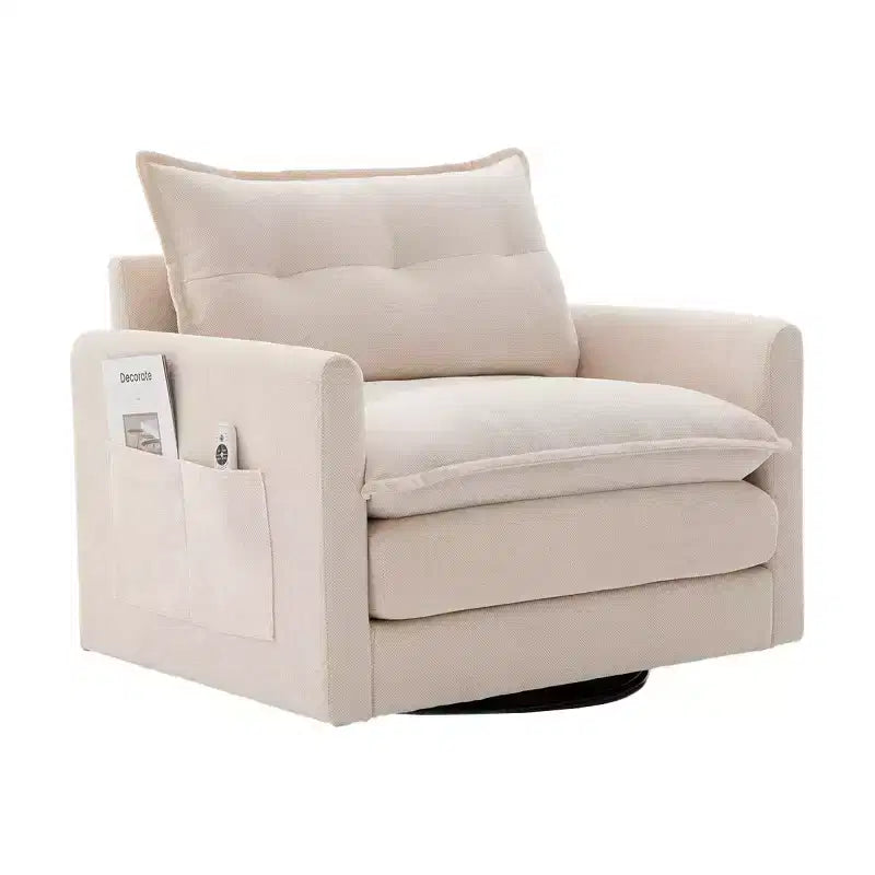 Modern Swivel Accent Chair with Cushioned Seat, Chenille Single Sofa Chair, 360 Rotating Barrel Chair for Living Room or Apartment-Panipeachy