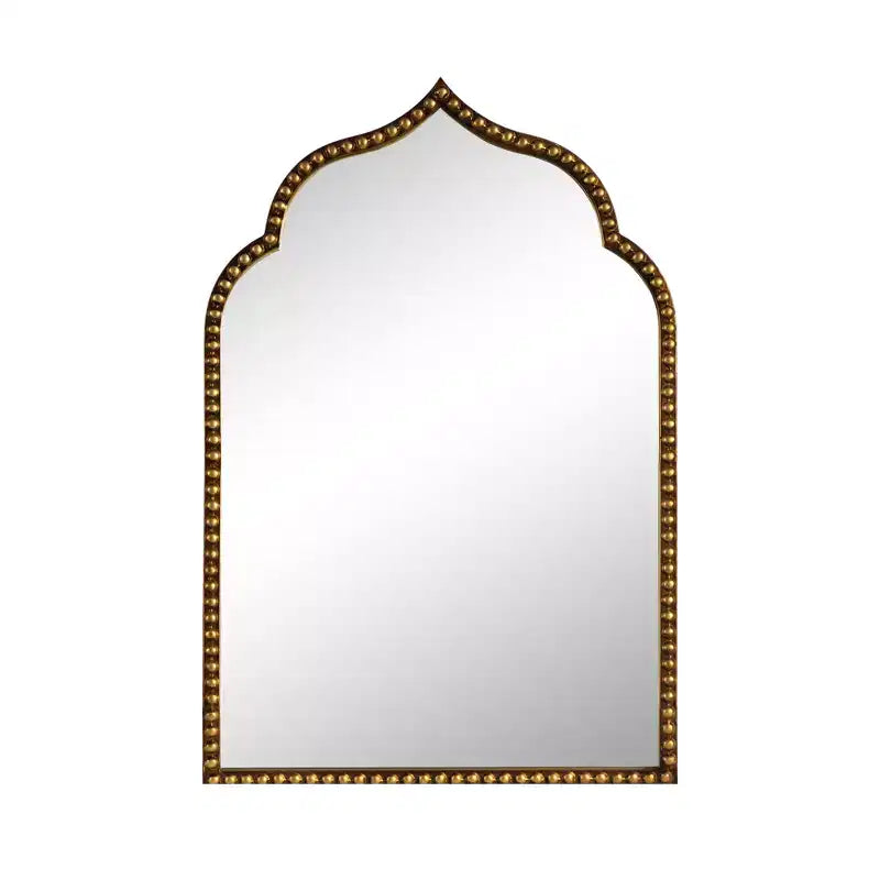 HomeRoots 36 Gold Metal Beaded Arch Framed Accent Mirror