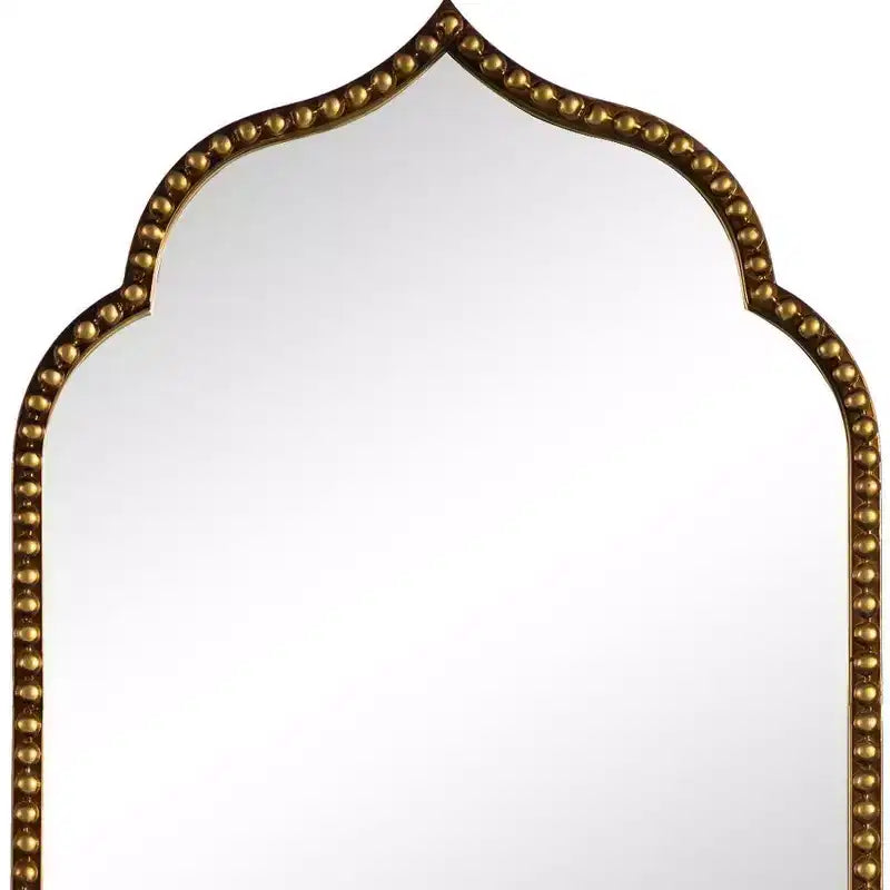 HomeRoots 36 Gold Metal Beaded Arch Framed Accent Mirror