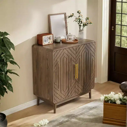 31 Buffet de vaisselle, Meuble de bar à café d'appoint avec étagère réglable, Table console d'entrée