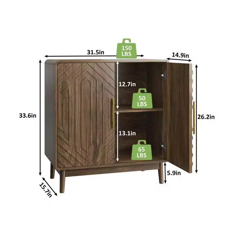 31 Sideboard Buffet Cabinet, Accent Coffee Bar Cabinet with Adjustable Shelf, Entryway Console Table