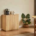 Modern Fluted Sideboard Buffet Cabinet with Storage, 31.5 Accent Credenza with Adjustable Shelf, Wood Coffee Bar Console Table