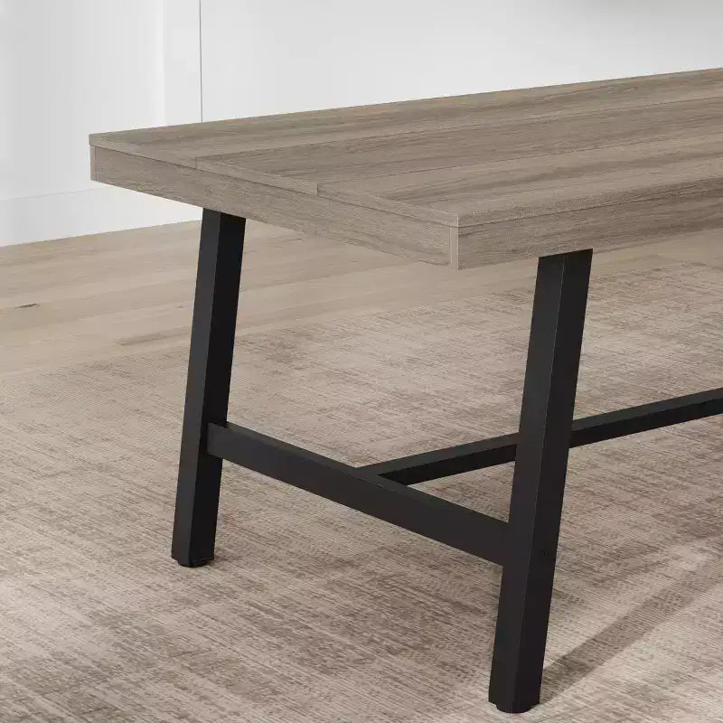 Industrial Wooden Dining Table for 4-6 People, 63 Long Rectangular Kitchen Table with Metal Legs, Dinner Table for Dining Room, No Chairs