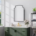 19.5 x 29.64 Inch Gold Slightly Arch Wrought Iron Framed Medicine Cabinet With Mirror, Wall-mounted Mirror Cabinet For Bathroom