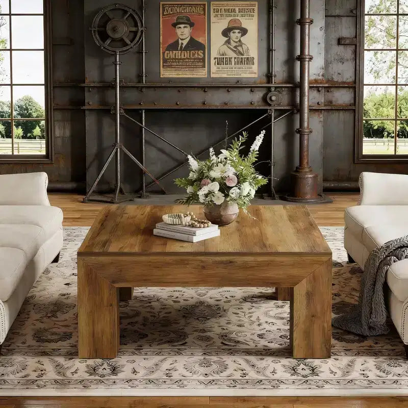 Coffee Table, Farmhouse Square Accent Center Cocktail Table