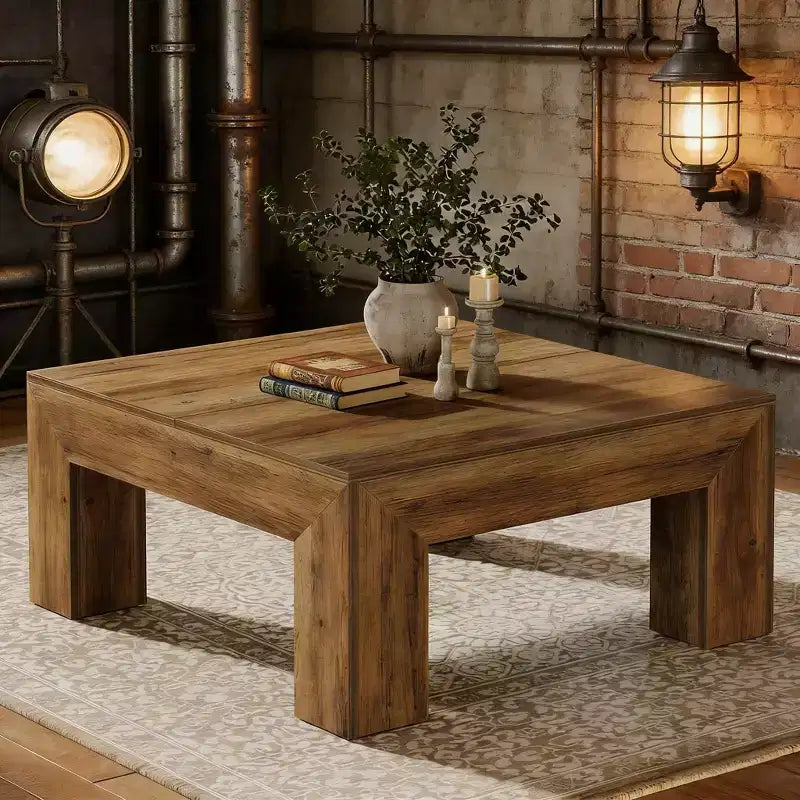 Coffee Table, Farmhouse Square Accent Center Cocktail Table