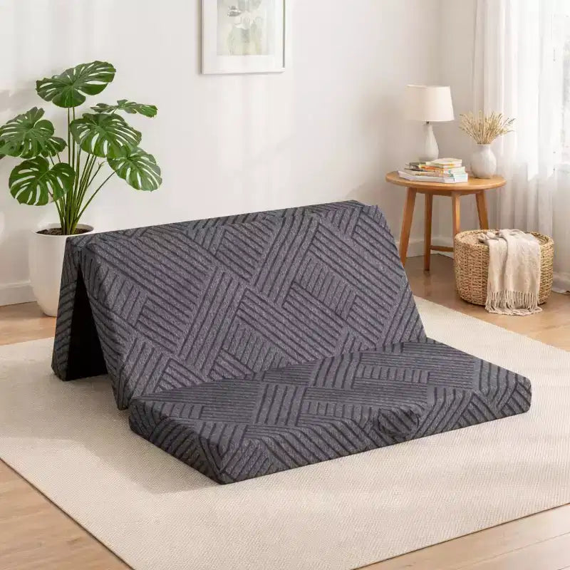Dyonery Tri Folding Mattress 6 Inch Queen Memory Foam Trifold Mattress Foldable Washable Cover& Storage Bag Space-Saving for Guest, Pet