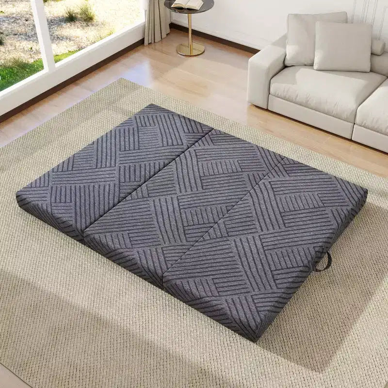 Dyonery Tri Folding Mattress 6 Inch Queen Memory Foam Trifold Mattress Foldable Washable Cover& Storage Bag Space-Saving for Guest, Pet