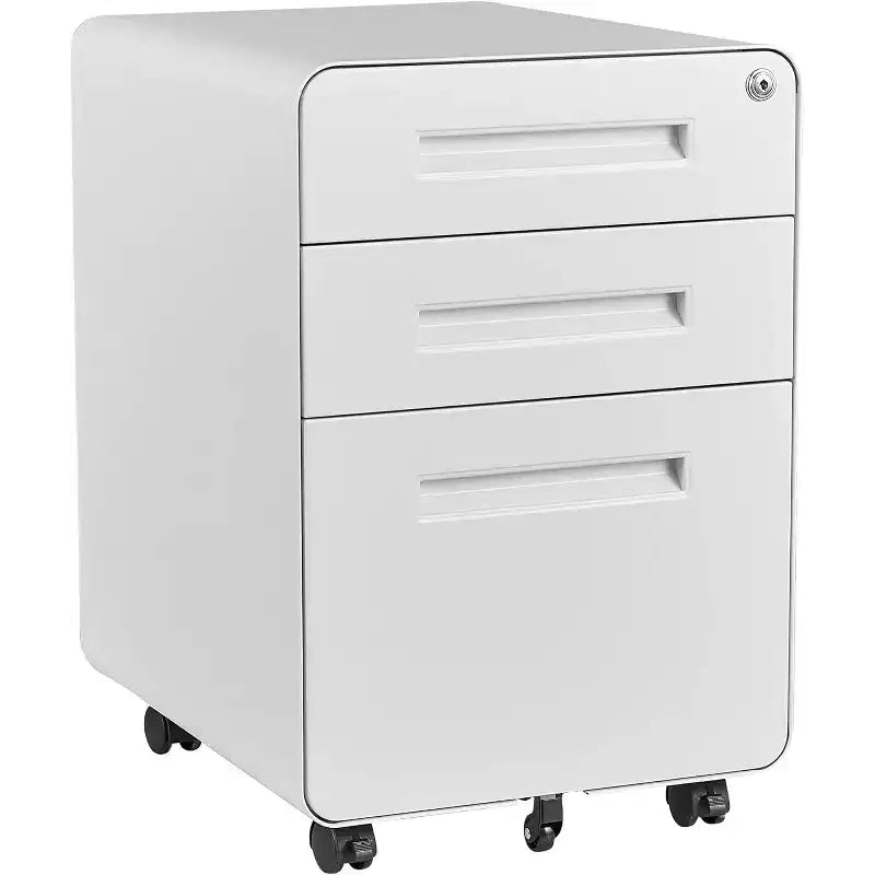 BALHAM TRADE-3 Drawer Filing Cabinet for Home Office Lockable Mobile, Desk White File Cabinet