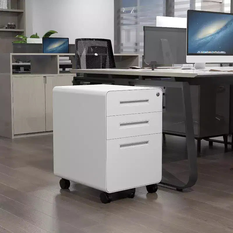 BALHAM TRADE-3 Drawer Filing Cabinet for Home Office Lockable Mobile, Desk White File Cabinet