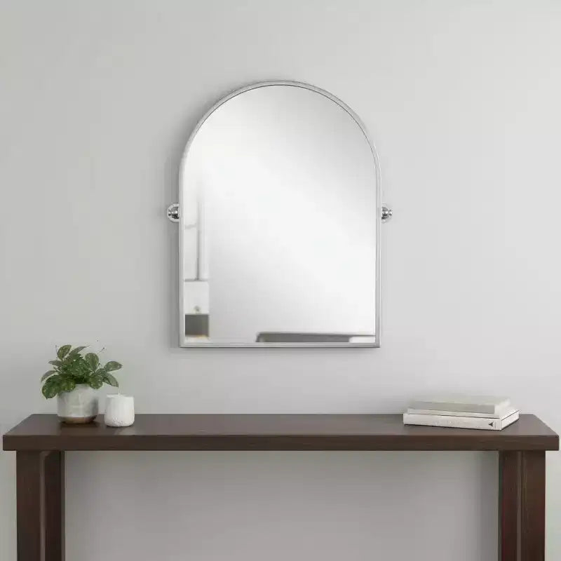 HomeRoots 36 Silver Metal Arch Tilting Framed Accent Mirror