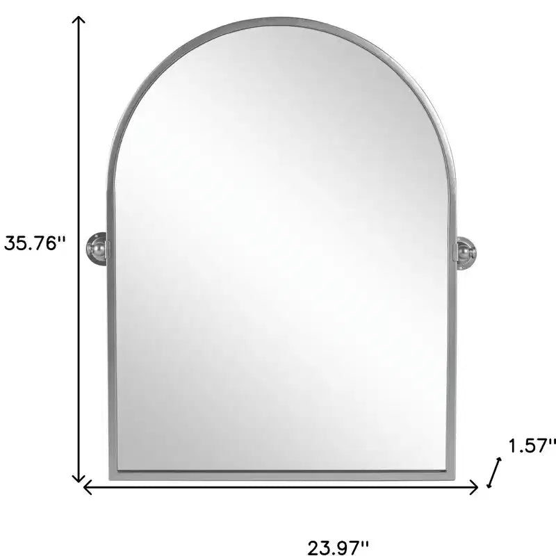 HomeRoots 36 Silver Metal Arch Tilting Framed Accent Mirror
