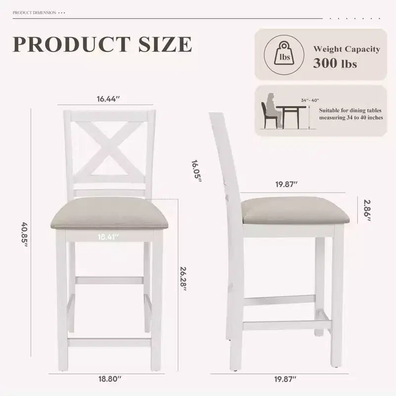 Ergonomic Bar Stools with X-Back Design, Breathable Fabric Comfortable Footrest for Dining Room, Bar, Restaurant, Caf
