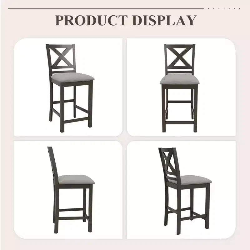 Ergonomic Bar Stools with X-Back Design, Breathable Fabric Comfortable Footrest for Dining Room, Bar, Restaurant, Caf