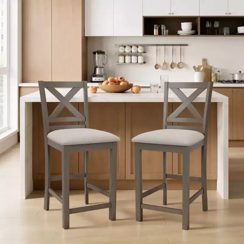 Tabourets de bar ergonomiques avec dossier en X, tissu respirant et repose-pieds confortable pour salle à manger, bar, restaurant, café