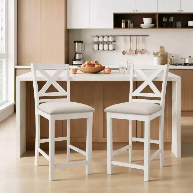 Tabourets de bar ergonomiques avec dossier en X, tissu respirant et repose-pieds confortable pour salle à manger, bar, restaurant, café