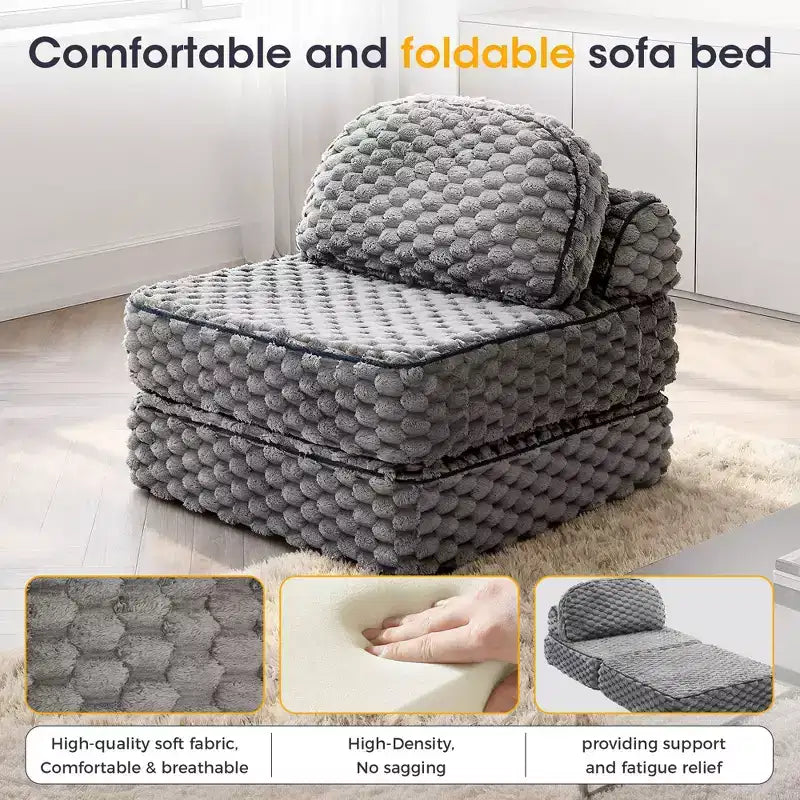 Ora Maison Convertible Sleeper Chair  Foldable Floor Sofa Bed with Pillow for Gaming & Nap