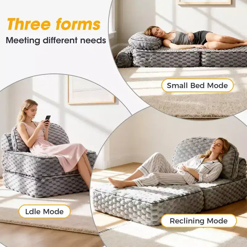 Ora Maison Convertible Sleeper Chair  Foldable Floor Sofa Bed with Pillow for Gaming & Nap
