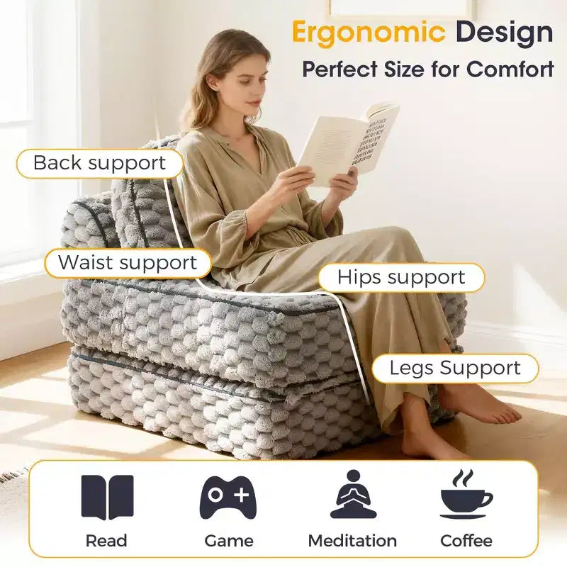 Ora Maison Convertible Sleeper Chair  Foldable Floor Sofa Bed with Pillow for Gaming & Nap