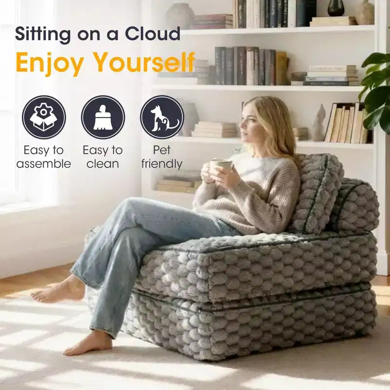 Ora Maison Convertible Sleeper Chair  Foldable Floor Sofa Bed with Pillow for Gaming & Nap